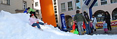 Neve in piazza Municipio a Bolzano