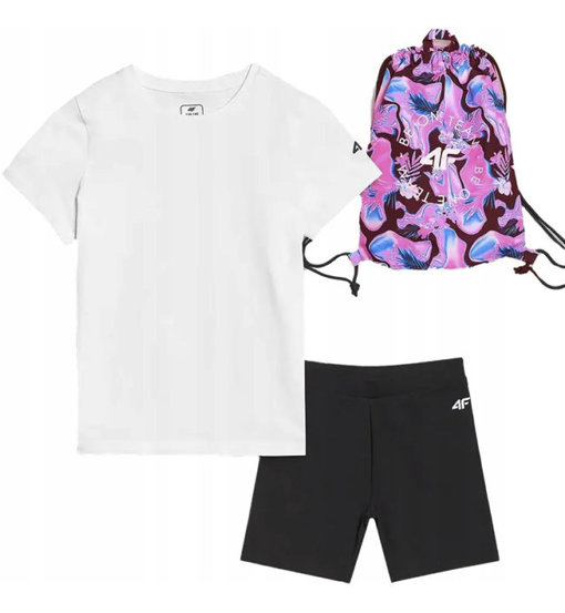 4F Completo Sportivo Jr per Bambina: Maglia, Short e Sacco