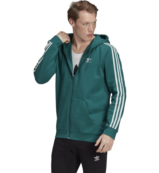adidas originals adicolor three stripe stadium jacket with hood in black