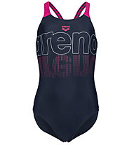 Arena Swimsuit V Back Graphic - Badeanzug - Mädchen, Dark Blue/Pink/White