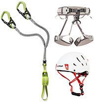 Edelrid Klettersteig-Komplettset Comfort: Klettersteigset Cable Comfort VI + Klettergurt Petzl Corax + Helm Camp Armour 