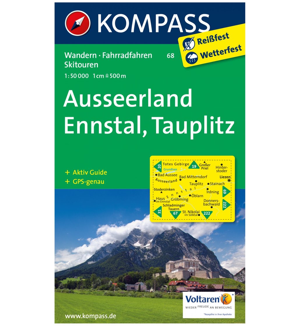 Kompass Karte N.68: Ausserland Ennstal, Tauplitz 1:50.000 | Sportler.com