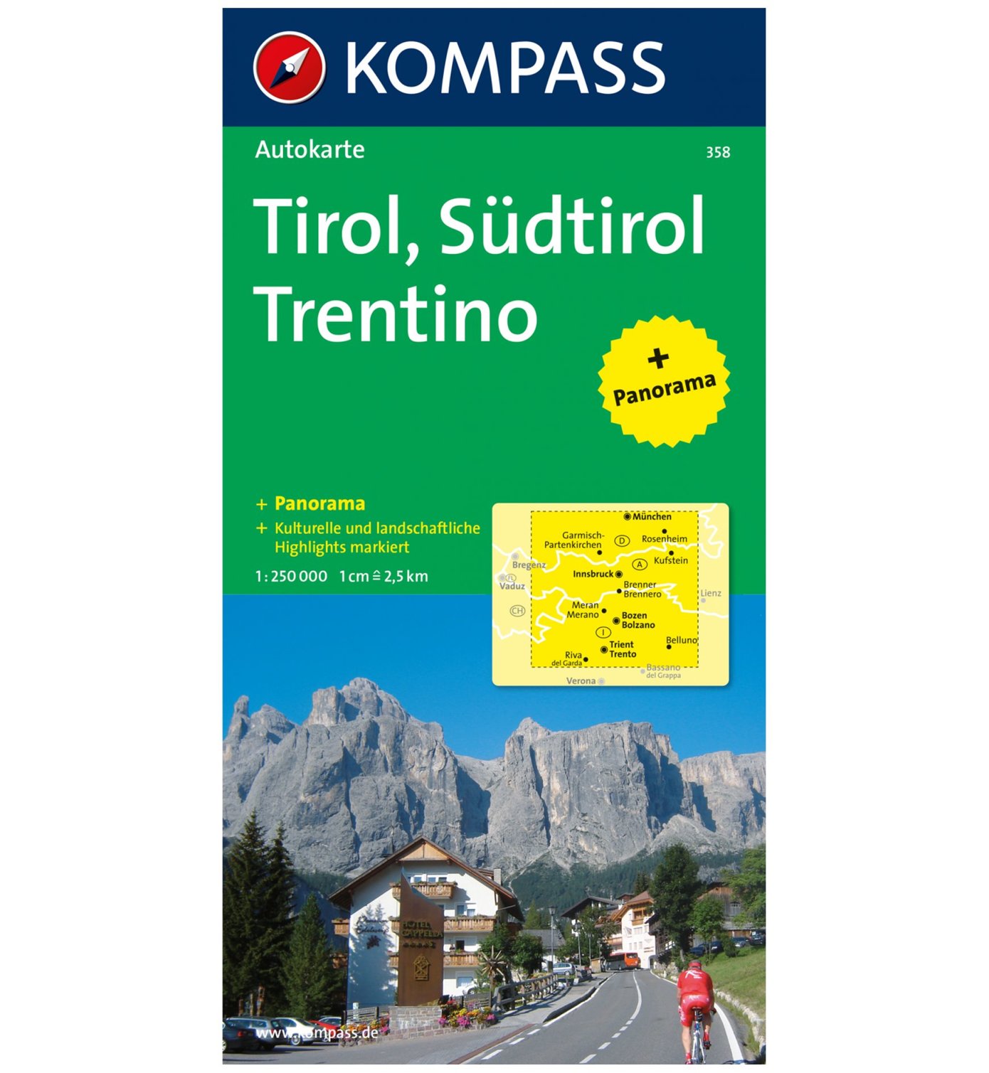 Kompass Karte N.358: Tirol, Südtirol, Trentino 1:250.000 | Sportler.com