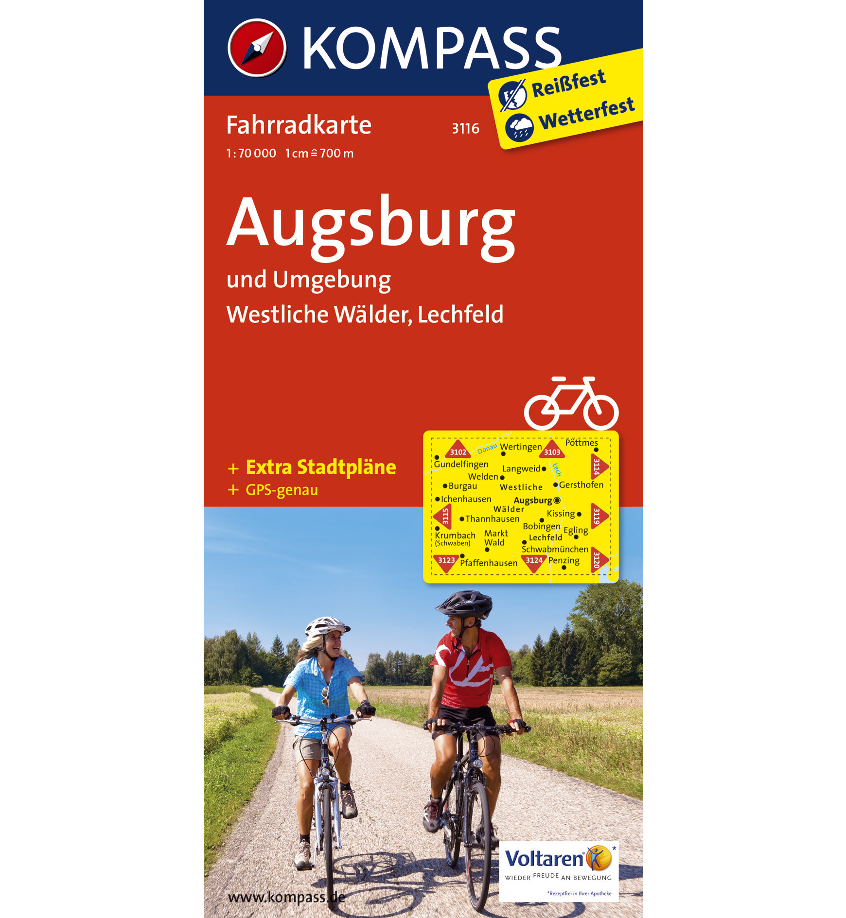 Kompass Karte Nr. 3116 Augsburg und Umgebung 1: 70.000