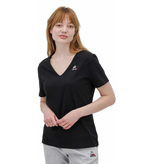 Le Coq Sportif Essential Col V N1 W - T-shirt - donna. Taglia S