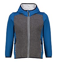 Meru Hamilton Boys Stretch Wool Fix Hood - Fleecejacke - Kinder, Grey/Light Blue