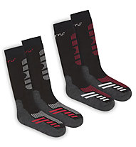 Meru Ski 2-Pack - calze da sci, Black/Grey/Red