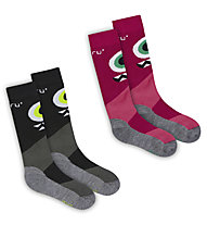 Meru Ski Kids 2Pack - Skisocken, Grey/Pink