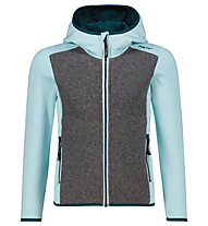 Meru Weymounth Girls Stretch Wool Fix Hood - giacca in pile - bambina, Grey/Light Blue