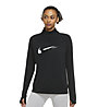 Nike Dri-FIT Swoosh Run - Laufshirt Langarm - Damen , Black/White