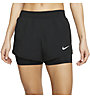 Nike W 2-In-1 Running - pantaloni corti running - donna, Black
