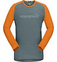 Norrona Fjørå Equaliser Lightweight - Langarm-Herrentrikot, Green/Orange