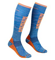 Ortovox Ski Compression M - calze da sci - uomo, Blue/Orange