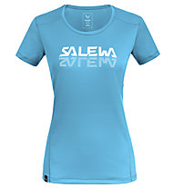Salewa *Sporty Graphic Dry W S/S - T-shirt trekking - donna, Light Blue/White