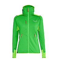 Salewa Agner Hybrid PL/DST - felpa in pile con cappuccio - donna, Green/Red