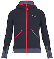 Salewa Puez Hybrid Pl G FZ Hdy - felpa in pile con cappuccio - bambino, Dark Blue/Blue/Pink