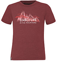 Salewa Simple Life Dri-Rel - T-Shirt - Kinder, Dark Red/Red/Pink