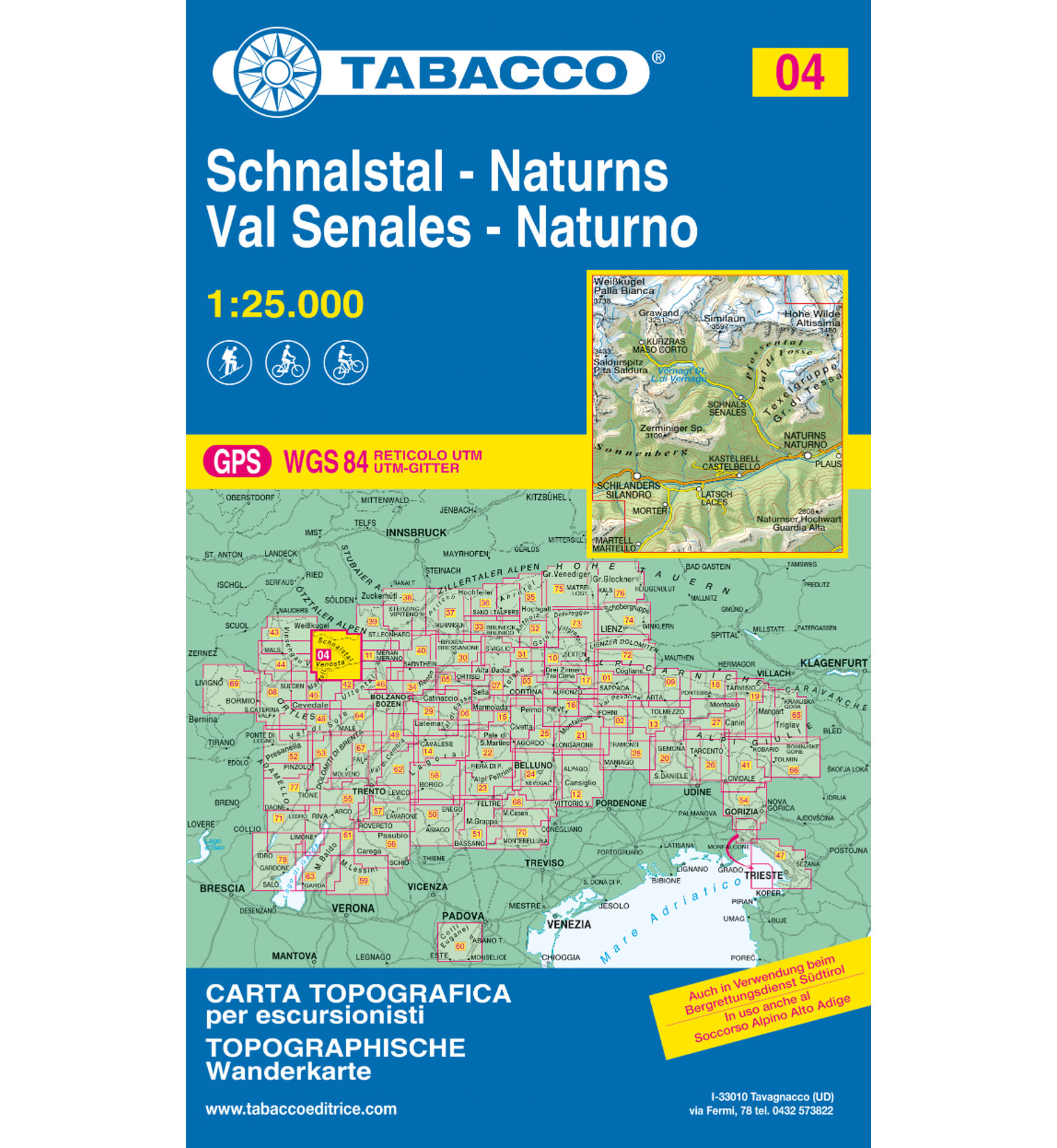 Tabacco Karte N. 04 Schnalstal/Naturns - 1:25:000 | Sportler.com