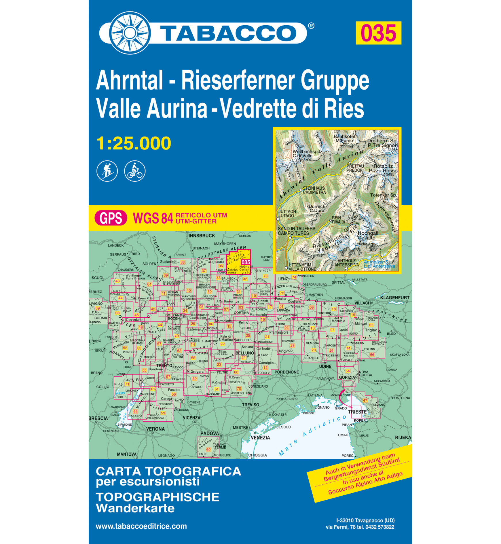 Tabacco Karte N.035 Ahrntal/Rieserfernergruppe - 1:25.000 | Sportler.com
