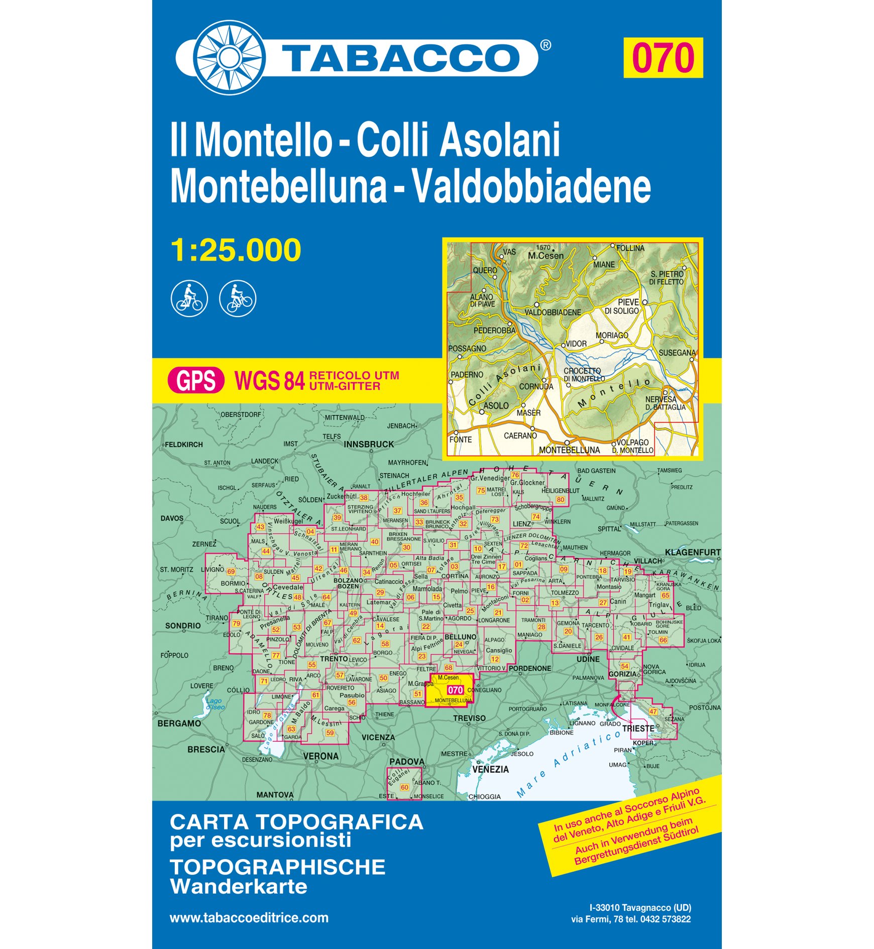 Tabacco Karte N.070: Il Montello - Colli Asolani - Montebelluna