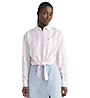 Tommy Jeans Front Tie Stripe - Langarm Hemden - Damen, Pink/White