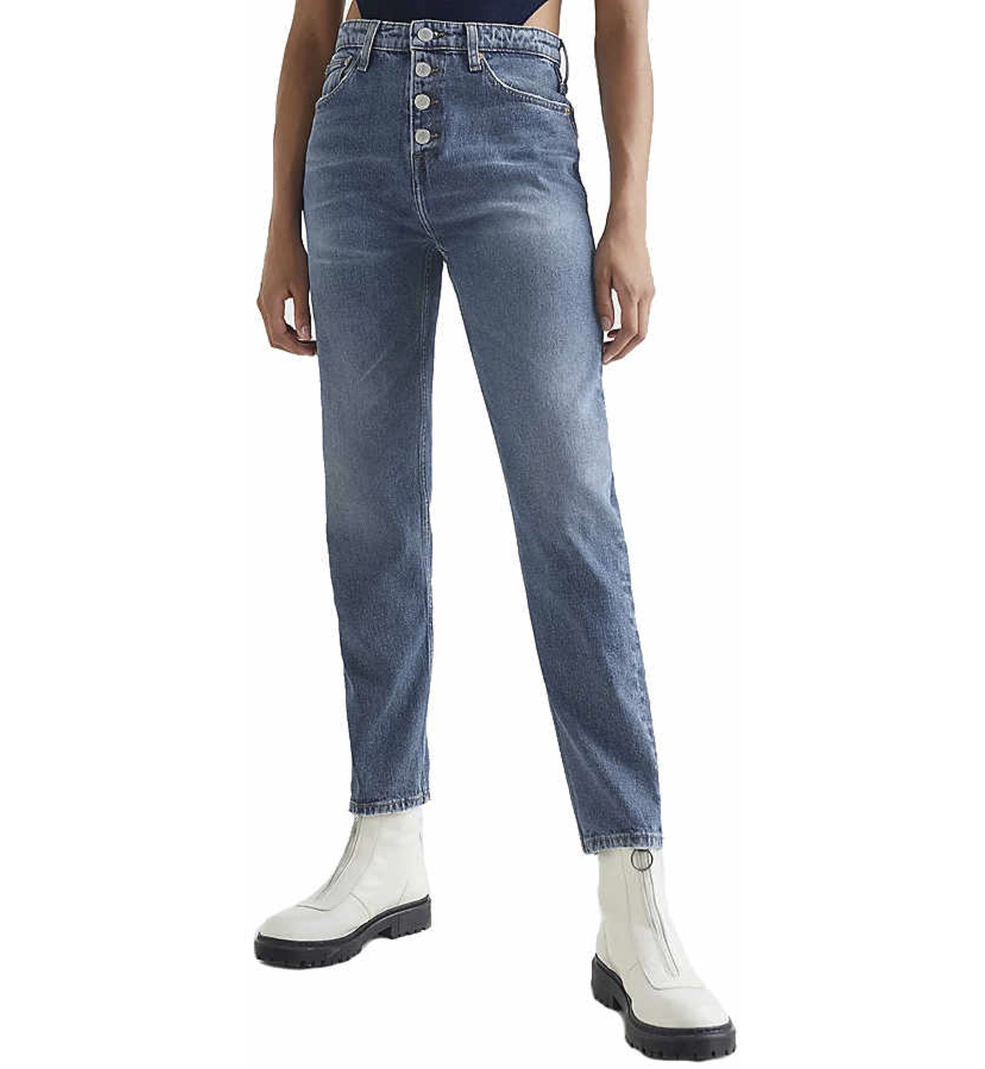Zeroassoluto-Jeans GRETA elasticizzato a zampa - denim – White Mood
