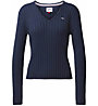 Tommy Jeans Reg Rib V Neck - Pullover - Damen, Dark Blue