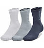 Under Armour 3 Maker 3Pk Mid Crew - calzini lunghi, White/Grey/Blue