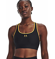 Under Armour Authentics Mid Padless - reggiseno sportivo sostegno medio - donna, Black/Yellow