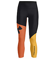 Under Armour Colorblock Ankle - pantaloni fitness - donna, Black/Orange/Yellow