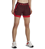 Under Armour Play Up 2 in 1 - pantaloni fitness - donna, Dark Red