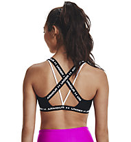 Under Armour UA Crossback Low - Sport-BH - Damen, Black/White