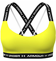 Under Armour UA Crossback Low - Sport-BH - Damen, Yellow/Black/White