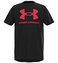 Under Armour UA Sportstyle Logo SS - T-shirt - bambino, Black/Red