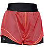 Under Armour Warrior Mesh Layer - pantaloni corti fitness - donna, Red/Black